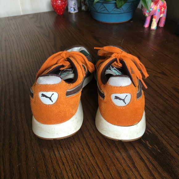 Puma Orange and Dark Green Sneakers - Picture 3 of 5